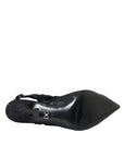 Dolce & Gabbana Black Lace Stretch Heels Slingbacks Shoes