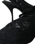 Dolce & Gabbana Black Lace Stretch Heels Slingbacks Shoes