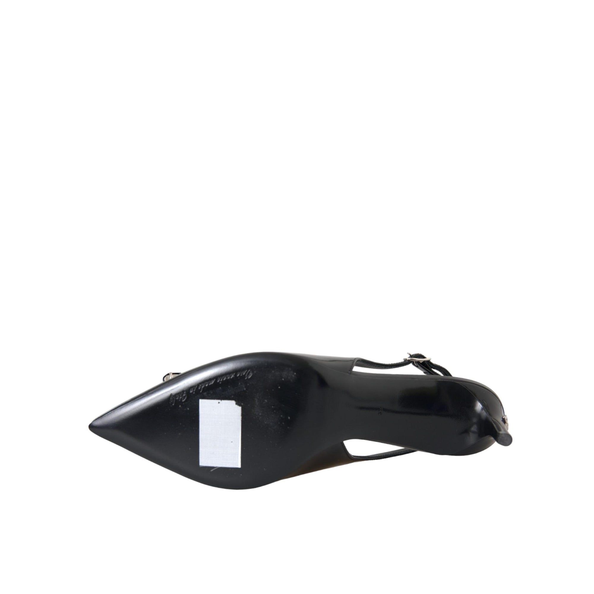 Dolce & Gabbana Black Patent Leather Crystal Slingback Shoes