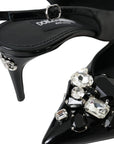 Dolce & Gabbana Black Patent Leather Crystal Slingback Shoes