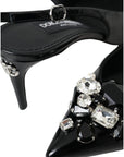 Dolce & Gabbana Black Patent Leather Crystal Slingback Shoes