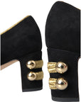 Dolce & Gabbana Black Suede Gold Mary Janes Heels Pumps Shoes