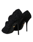 Dolce & Gabbana Black Cordonetto Ricamo Pump Open Toe Shoes