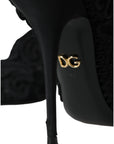 Dolce & Gabbana Black Cordonetto Ricamo Pump Open Toe Shoes