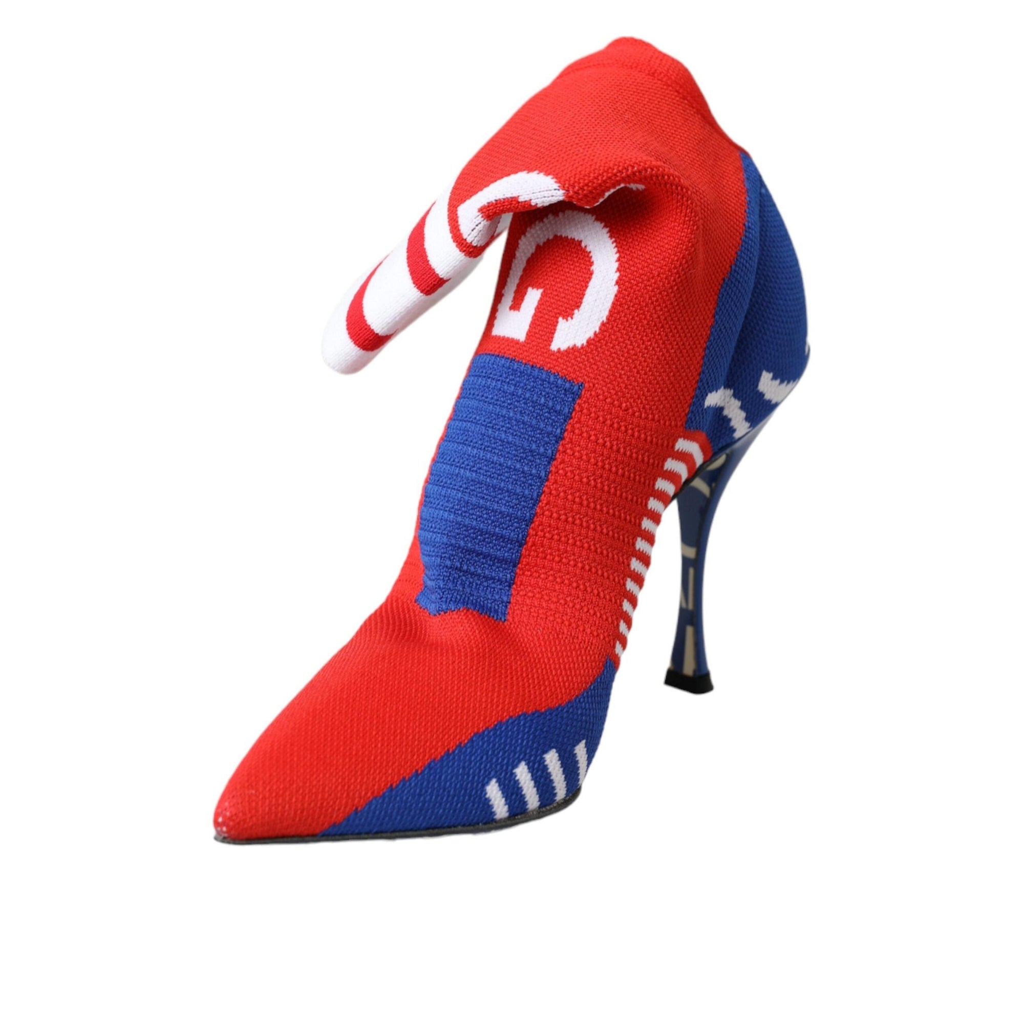Dolce & Gabbana Red Blue Stretch Sock Style Ankle Boots Logo Shoes