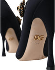 Dolce & Gabbana Black Mary Jane Jersey Crystal Pumps Shoes