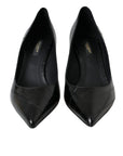 Dolce & Gabbana Black Eel Leather Kitten Heels Pumps Shoes