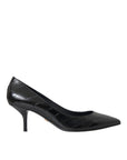 Dolce & Gabbana Black Eel Leather Kitten Heels Pumps Shoes
