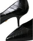 Dolce & Gabbana Black Eel Leather Kitten Heels Pumps Shoes