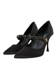 Dolce & Gabbana Black Mary Jane Crystal Heels Pumps Shoes