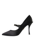 Dolce & Gabbana Black Mary Jane Crystal Heels Pumps Shoes