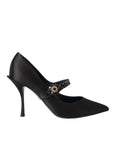 Dolce & Gabbana Black Mary Jane Crystal Heels Pumps Shoes