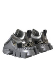 Dolce & Gabbana Silver Leather Super Queen Sneakers Shoes