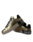 Dolce & Gabbana Gold Portofino Calf Leather Sneakers Women Shoes