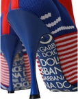 Dolce & Gabbana Red Blue Stretch Sock Style Short Boots Logo Shoes