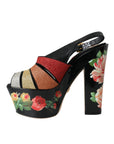 Dolce & Gabbana Multicolor Floral Crystal Platform Sandals Shoes