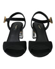 Dolce & Gabbana Black Crystal Ankle Strap Keira Sandal Shoes