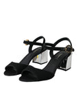 Dolce & Gabbana Black Crystal Ankle Strap Keira Sandal Shoes