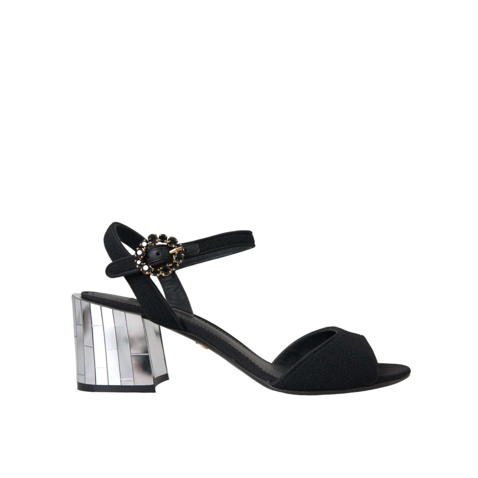 Dolce & Gabbana Black Crystal Ankle Strap Keira Sandal Shoes
