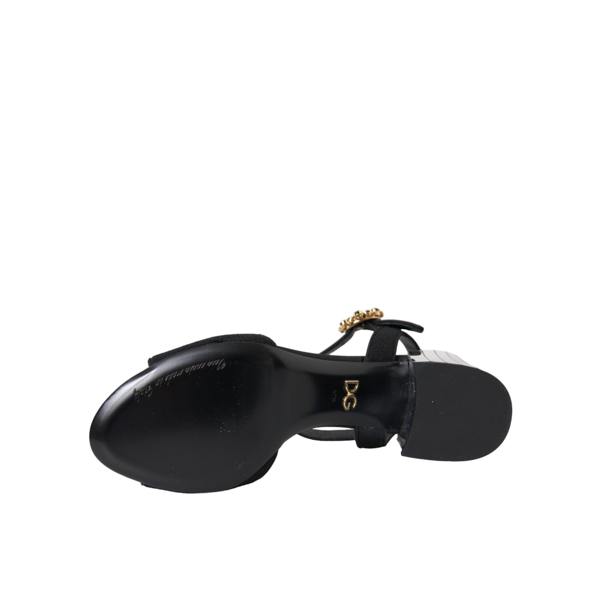 Dolce & Gabbana Black Crystal Ankle Strap Keira Sandal Shoes
