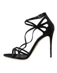 Dolce & Gabbana Black Keira Satin Heels Sandals Shoes