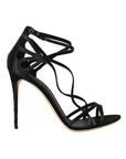 Dolce & Gabbana Black Keira Satin Heels Sandals Shoes