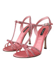 Dolce & Gabbana Pink Strass Ankle Strap Heels Sandals Shoes