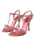 Dolce & Gabbana Pink Strass Ankle Strap Heels Sandals Shoes