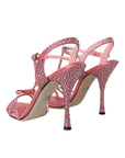 Dolce & Gabbana Pink Strass Ankle Strap Heels Sandals Shoes