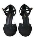 Dolce & Gabbana Black Mesh Ankle Strap Heels Sandals Shoes