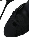 Dolce & Gabbana Black Mesh Ankle Strap Heels Sandals Shoes