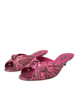 Dolce & Gabbana Pink Exotic Leather Kitten Heels Slides Shoes