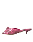 Dolce & Gabbana Pink Exotic Leather Kitten Heels Slides Shoes