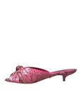 Dolce & Gabbana Pink Exotic Leather Kitten Heels Slides Shoes