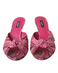 Dolce & Gabbana Pink Exotic Leather Kitten Heels Slides Shoes