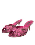 Dolce & Gabbana Pink Exotic Leather Kitten Heels Slides Shoes