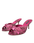 Dolce & Gabbana Pink Exotic Leather Kitten Heels Slides Shoes