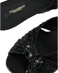 Dolce & Gabbana Black Exotic Leather Heels Slides Shoes