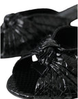 Dolce & Gabbana Black Exotic Leather Heels Slides Shoes
