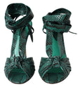 Dolce & Gabbana Green Exotic Leather Heels Sandals Shoes