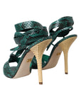 Dolce & Gabbana Green Exotic Leather Heels Sandals Shoes