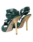 Dolce & Gabbana Green Exotic Leather Heels Sandals Shoes