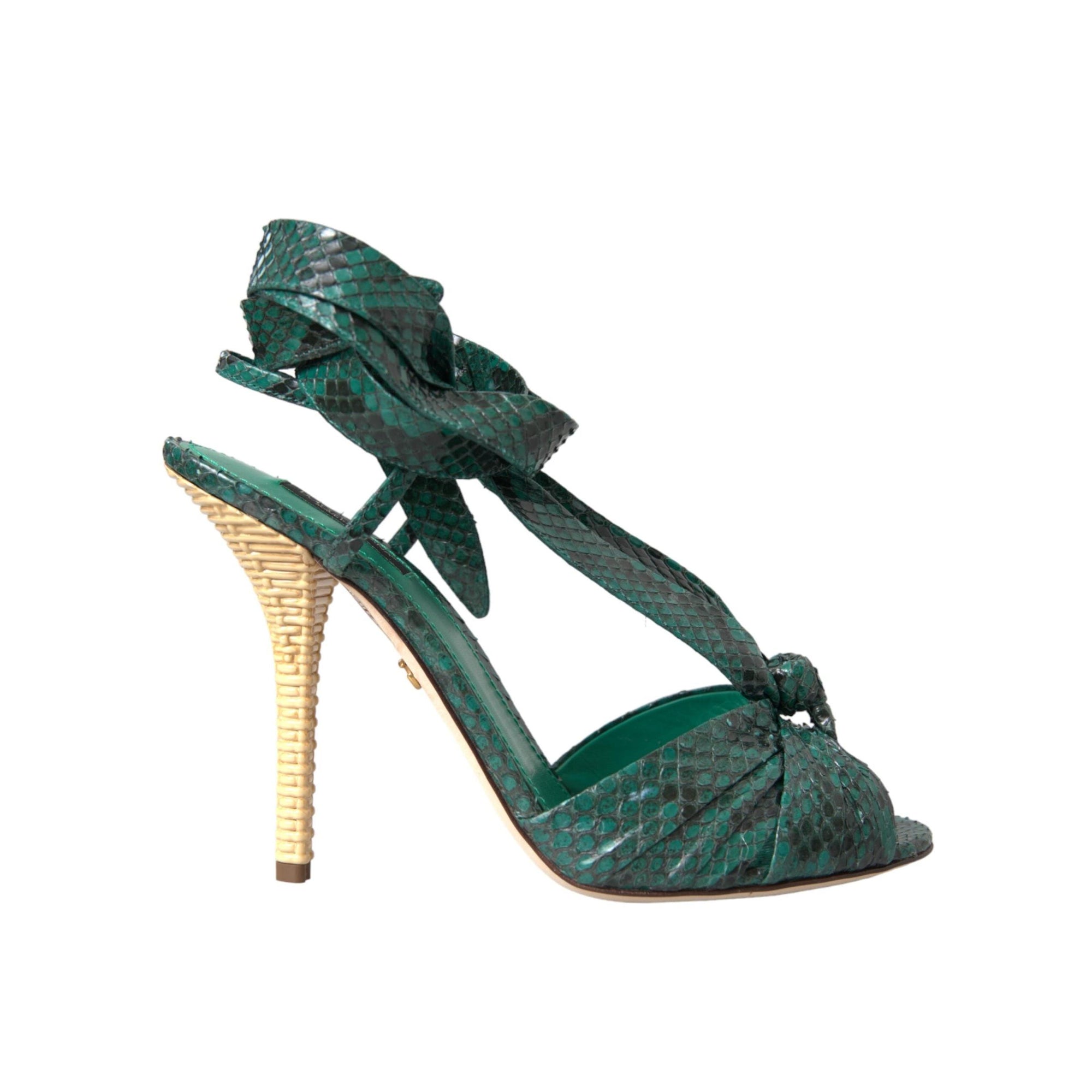 Dolce & Gabbana Green Exotic Leather Heels Sandals Shoes