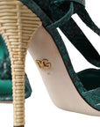Dolce & Gabbana Green Exotic Leather Heels Sandals Shoes