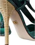 Dolce & Gabbana Green Exotic Leather Heels Sandals Shoes