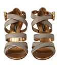 Dolce & Gabbana Bronze Crystal Strap Heels Sandals Shoes