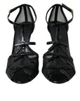 Dolce & Gabbana Black Mesh T-strap Heels Sandals Shoes