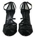 Dolce & Gabbana Black Mesh T-strap Heels Sandals Shoes