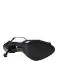 Dolce & Gabbana Black Mesh T-strap Heels Sandals Shoes