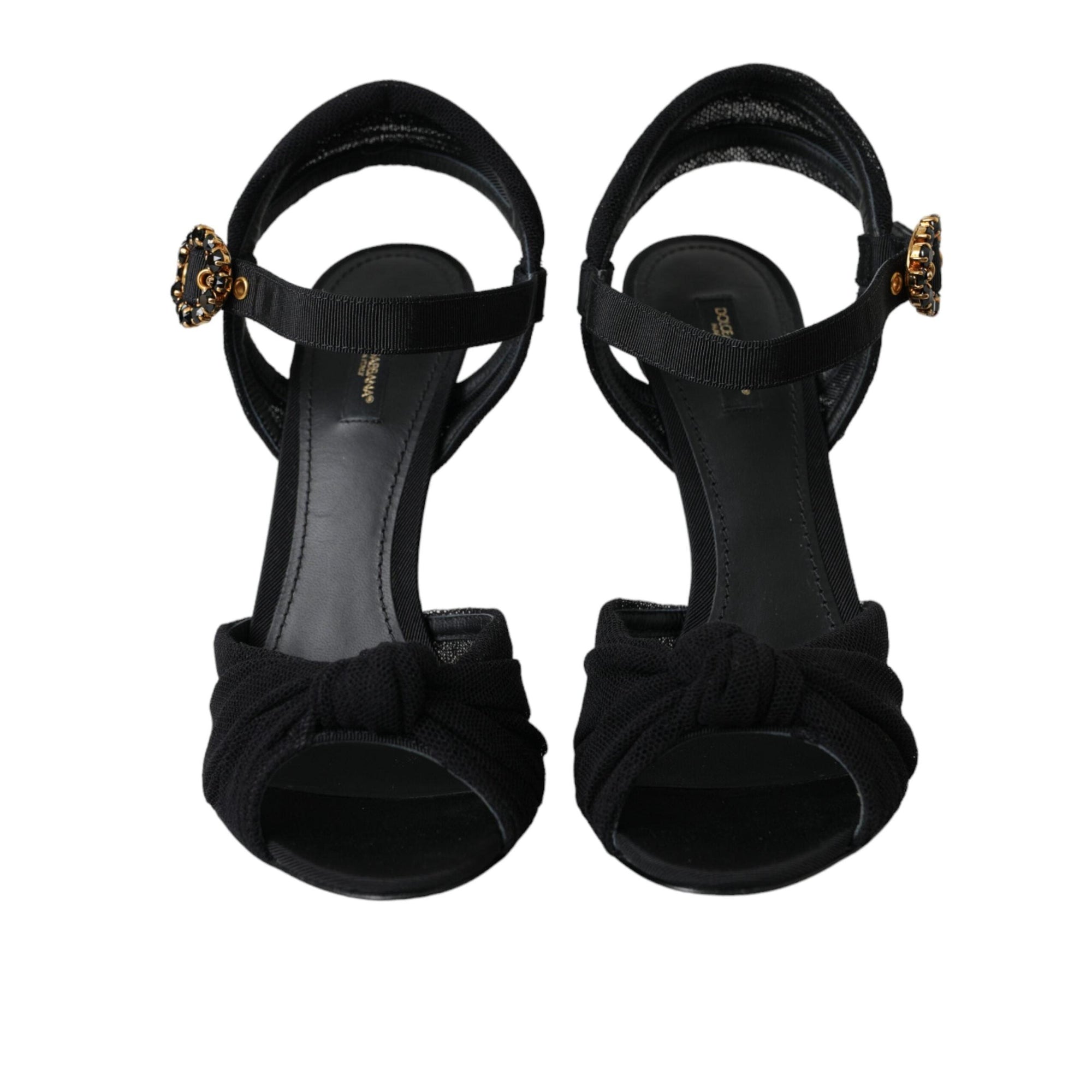 Dolce & Gabbana Black Suede Crystals Keira Sandals Shoes